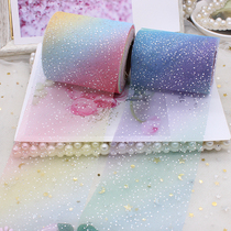 Blue Purple Gradient Silver Dot Mesh Yarn Diy Children Girl Blue Yarn With Hairpin Haircut Head Floral Hair Accessories