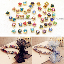 6mm stained glass zhua zuan shou feng zuan on gold diy bowknot headdress hair clip handmade materials