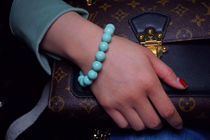 Hubei pure natural ore without optimization turquoise round bead bracelet bracelet bracelet single circle high porcelain blue men and women models