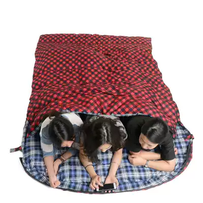 Outdoor double sleeping bag adult indoor three thick camping autumn winter winter winter cold couple Four Seasons General