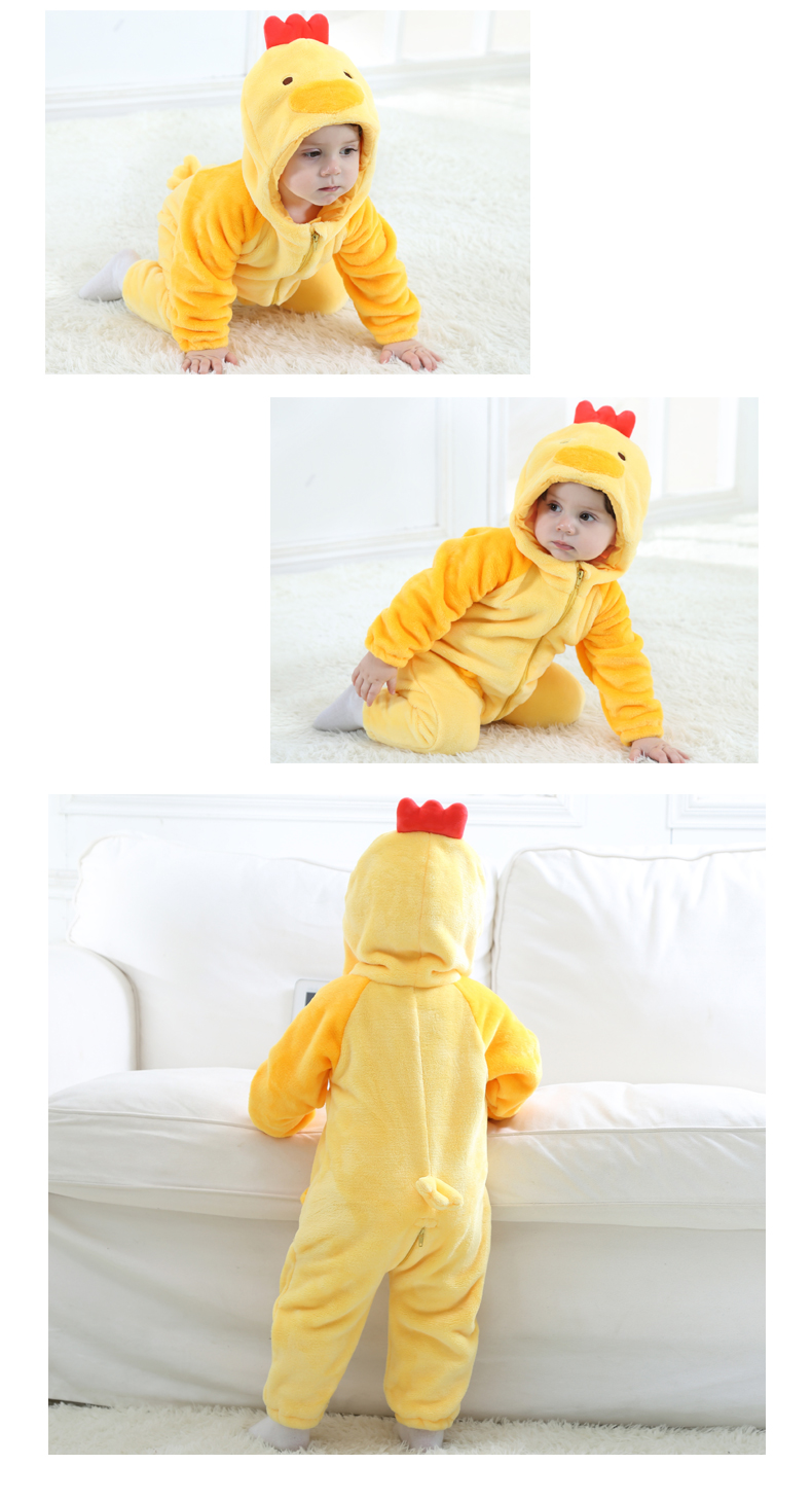 婴儿衣服秋冬0-1-2岁宝宝长袖连体衣小鸡造型哈衣春秋款儿童爬服_豆芽