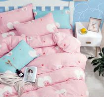 Cartoon powder fresh piglet cotton double gauze bedding sheet bed sheet quilt cover pillowcase four-piece set custom