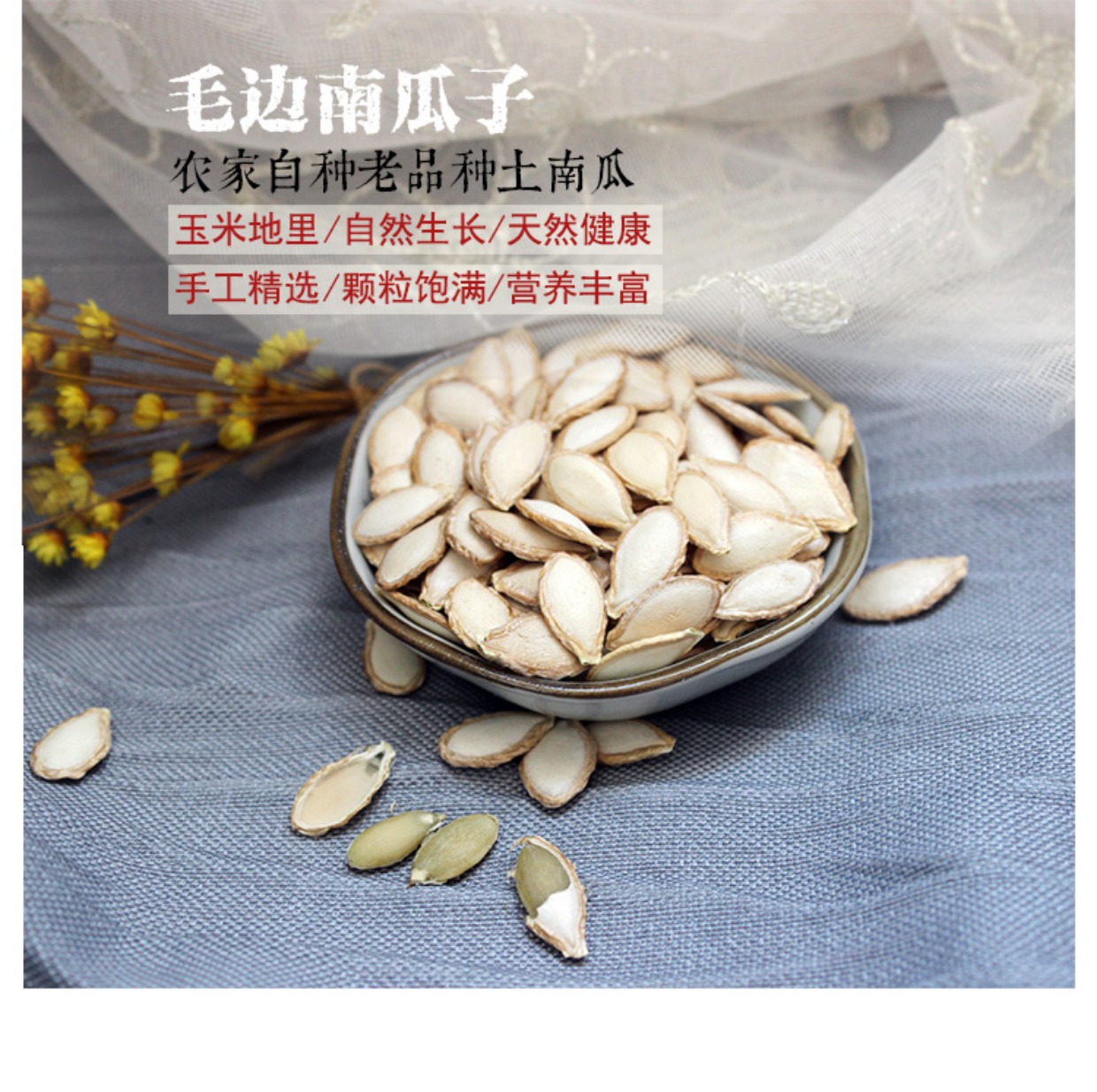 正宗老品种 生南瓜子 毛边南瓜子 南瓜子仁 南瓜子500g*2袋 包邮_7折