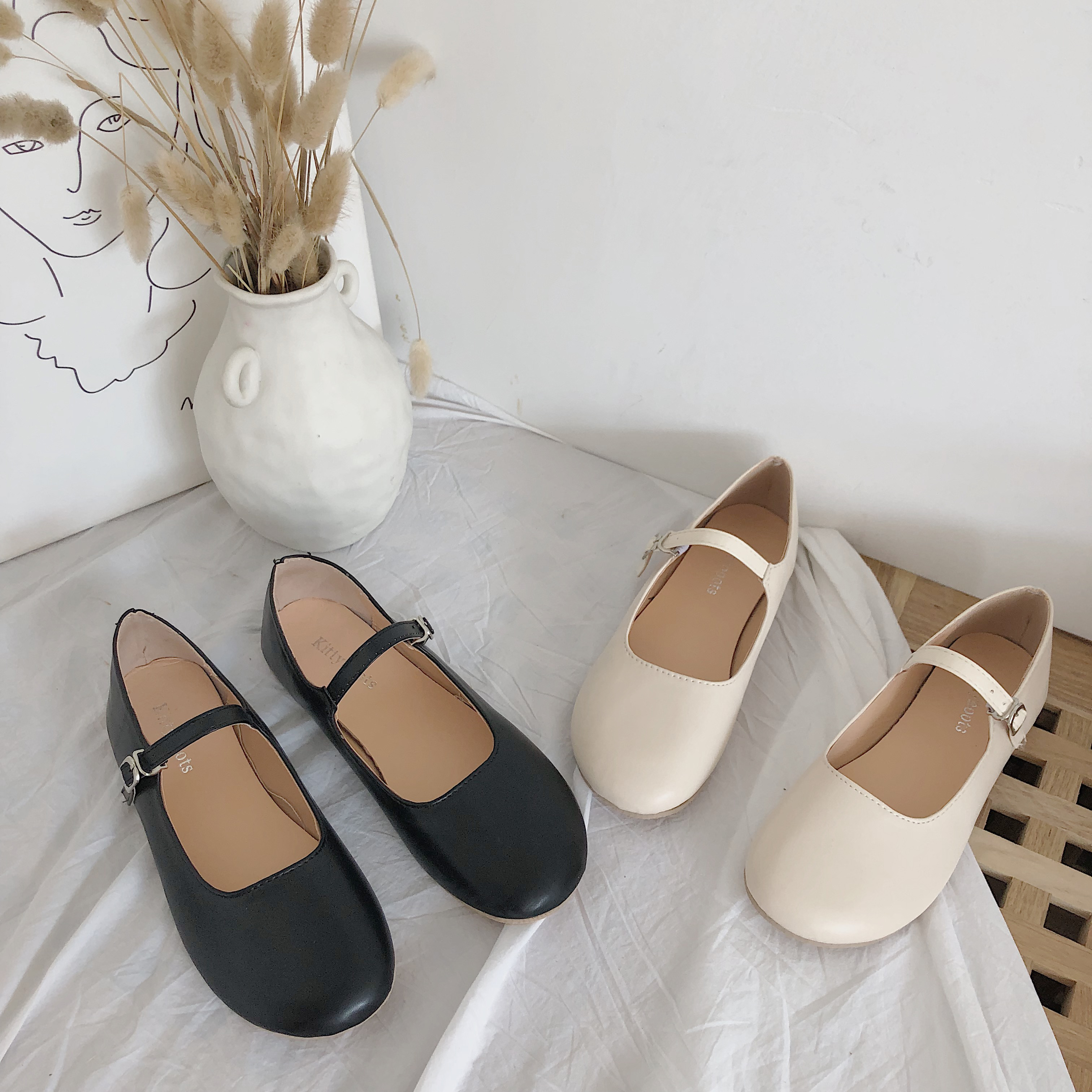 南在南方女鞋2020新款圆头单鞋平底鞋百搭软底舒适森女奶奶鞋潮