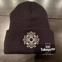 (Japanese straight hair) 12 7 Chrome hearts black crow knit hat