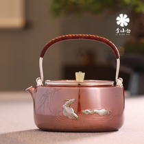 Li Xiabai silver pot sterling silver 9999 Silver pot boiled water silver pot copper silver pot chisel carved silver pot
