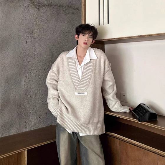 Mc jacket style style boy Korean style Vle neck spring and autumn anfit wears lazy sweater and knitted sweater
Mc jacket style style boy Korean style Vle neck spring and autumn anfit wears lazy sweater and knitted sweater