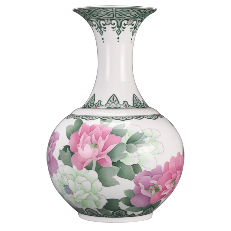 Under the liling porcelain glaze porcelain good remit wucai study furnishing articles home decoration vase peony flowers sitting room