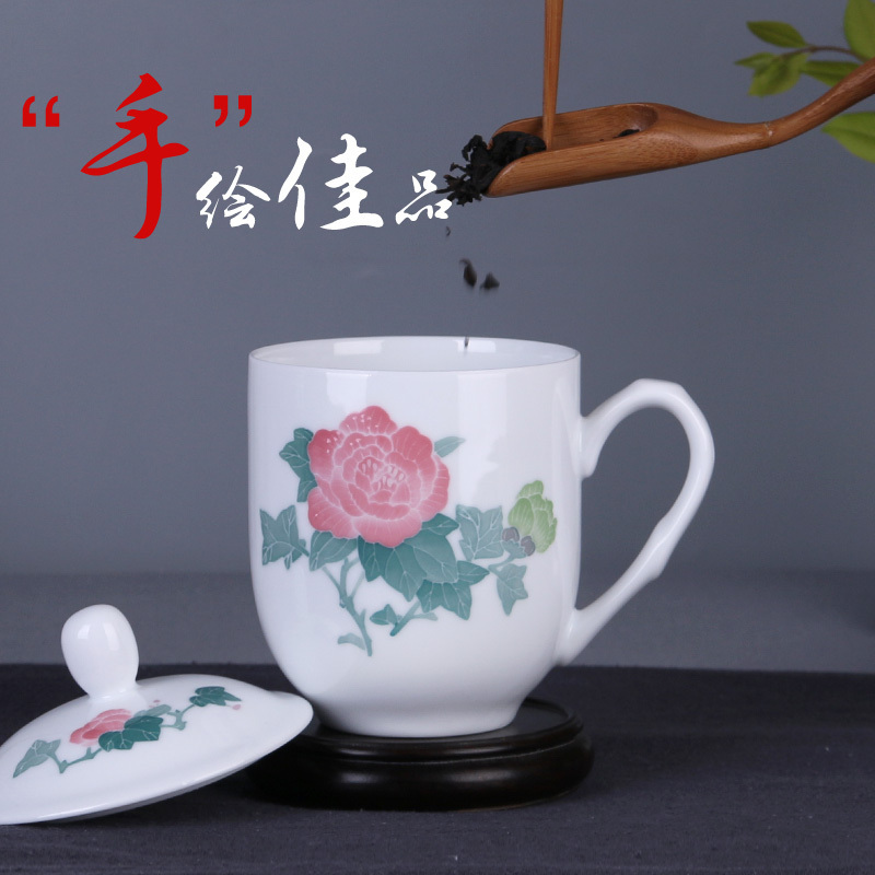 New liling porcelain teacup large capacity and household hand - made under glaze color porcelain cup tea cup can be customized