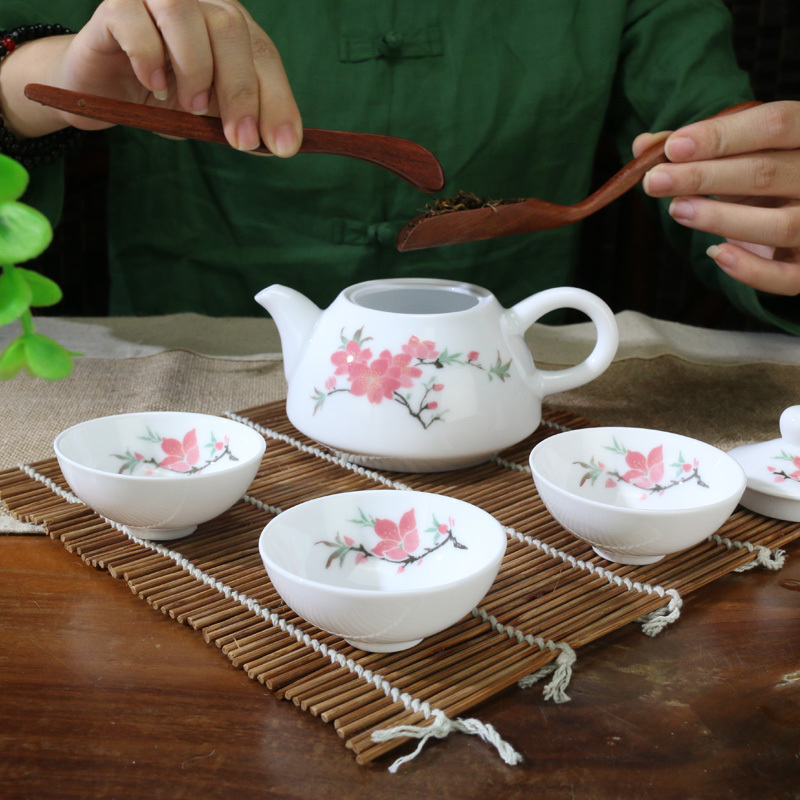 Liling porcelain ceramic Chinese style kung fu tea set under the glaze colorful hand - drawn teapot six cups craft gift