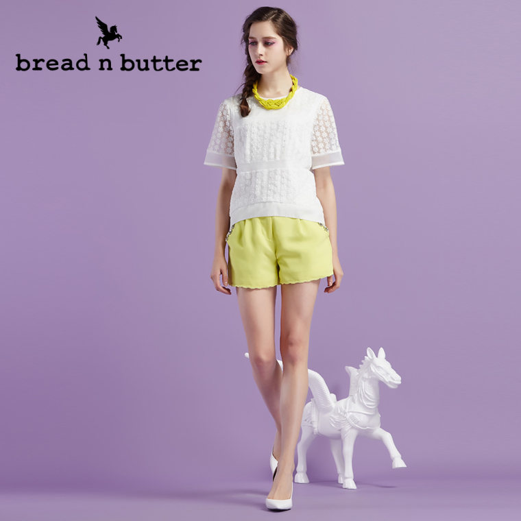 【新品首发】bread n butter面包黄油品牌女装欧根纱勾花短袖上衣