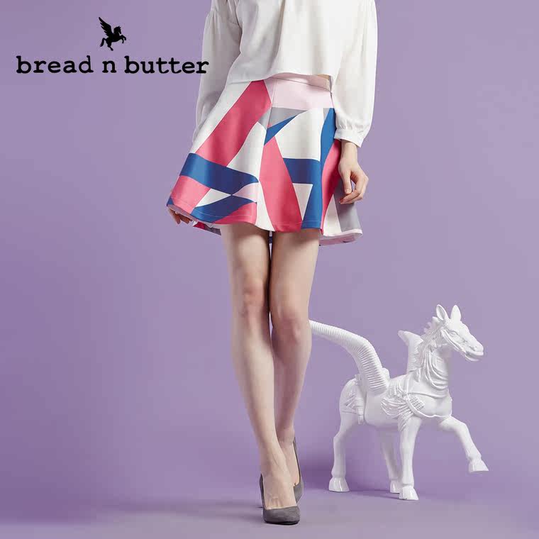 【商场同款】bread n butter面包黄油品牌女装几何图案半身裙短裙