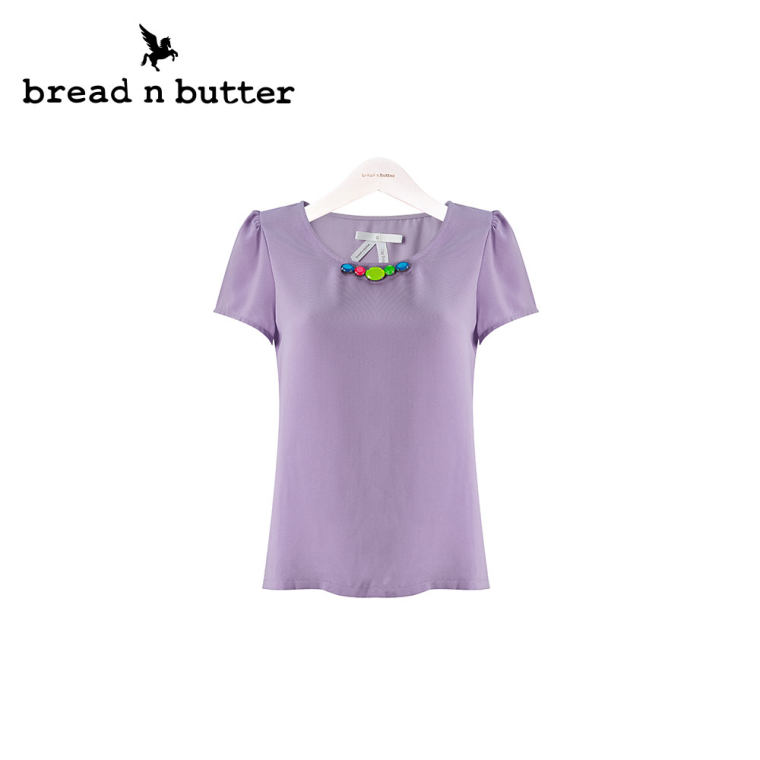 【商场同款】bread n butter面包黄油品牌女装时尚百搭短袖雪纺衫