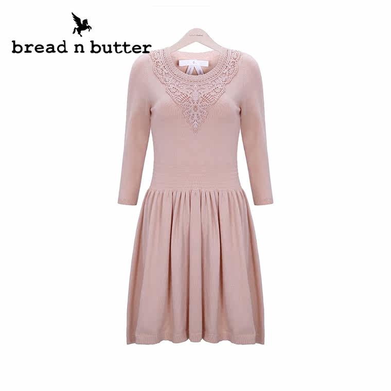 【商场同款】bread n butter面包黄油品牌女装长袖高腰百褶连衣裙