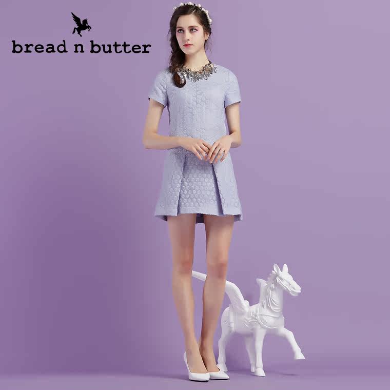 【新品首发】bread n butter面包黄油品牌女装后背拉链短袖连衣裙