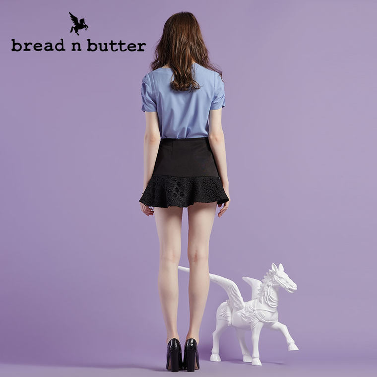 【商场同款】bread n butter面包黄油品牌女装短袖短款雪纺衫上衣