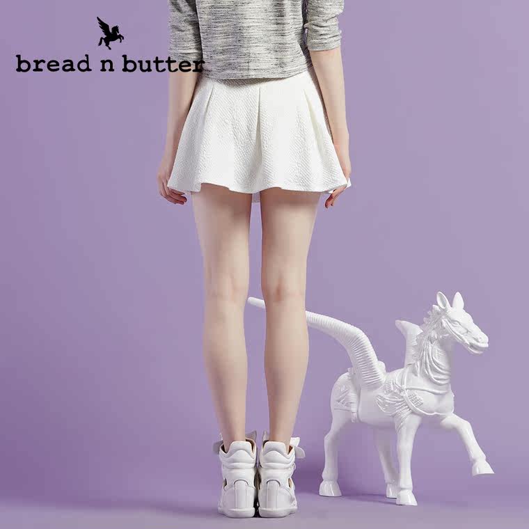 【商场同款】bread n butter面包黄油品牌女装甜美纯色版身躯短裙