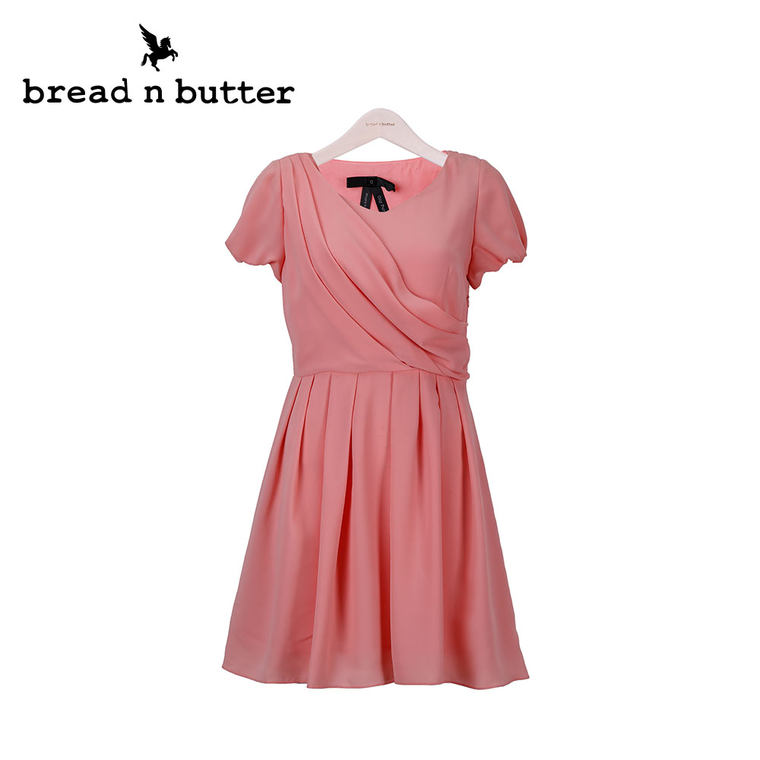 【商场同款】bread n butter面包黄油品牌女装短袖高腰圆领连衣裙