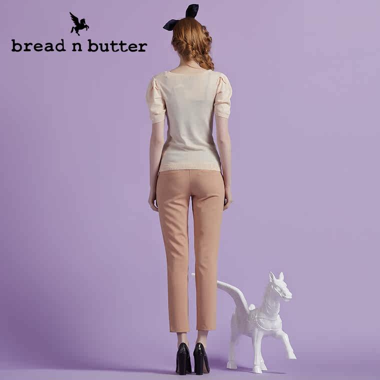 【商场同款】bread n butter面包黄油品牌女装透薄款泡泡袖针织衫