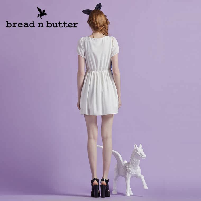 【商场同款】bread n butter面包黄油品牌女装雪纺蕾丝高腰连衣裙