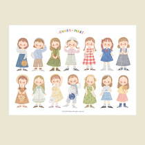 Summer story stickers original illustration cute cartoon girl DIY notes hipster creative hand tent decoration