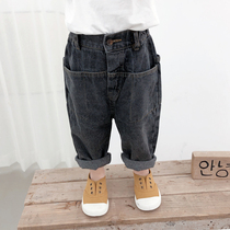 Boys jeans spring new fashion baby Korean version casual pants Foreign style childrens spring and autumn trousers wild 2021