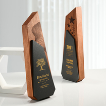 Walnut solid wood creative wooden trophy custom-made lettering High-grade atmosphere company annual meeting awards outstanding employees