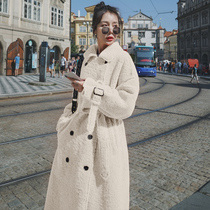 Lamb wool coat womens winter cotton-padded jacket 2022 new Korean version loose mid-length over-the-knee plus velvet cotton-padded clothes