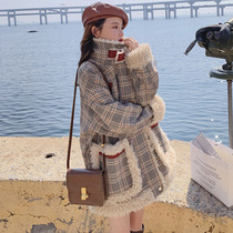 High-end lamb wool coat womens autumn and winter plus velvet thickening 2022 new Korean version of the loose medium and long cotton coat