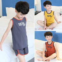 Kids Vest Pajamas Summer Boys Sleeveless Home Clothing 8 Summer 9 Boys 10 Pure Cotton 12 Years 15 Short Sleeve Thin