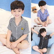 Kids Pajamas Summer Boys Cotton Cotton Cotton Thin Home Clothing Pure Cotton Summer Boys Short Sleeve Air Conditioning Clothes