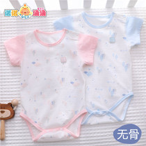 Baby Triangle Bag Fart Summer Pure Cotton Male Baby Conjoined Clothing Thin short sleeve female newborn Harvest climbing suit