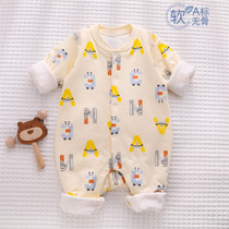 Newborn baby fall clothes suit thin cotton outside conjoined clothes first birth female baby male clip cotton khaclothes autumn winter