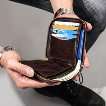 Original wallet mens short leather zipper retro horizontal soft leather youth wallet Japanese and Korean personality full cowhide wallet