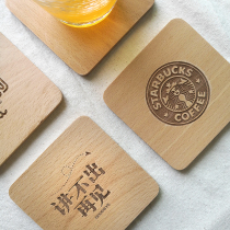 Nordic dining table Wooden coaster Creative Japanese wooden insulation mat Log coffee cup Water cup holder pattern customization