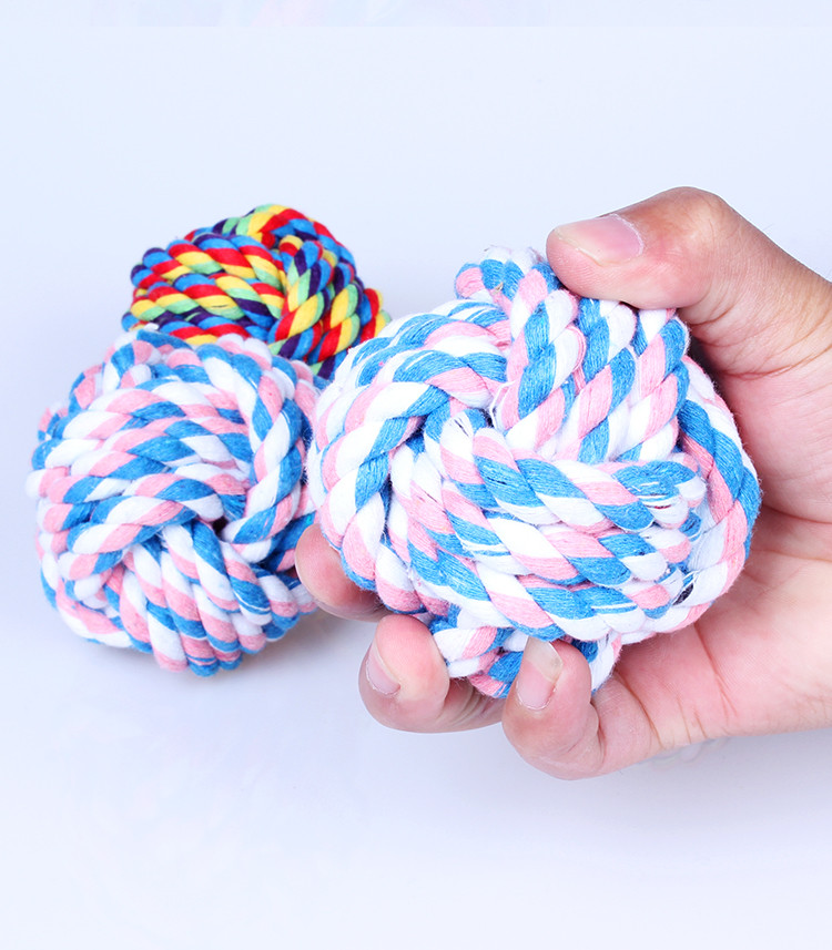 宠物玩具狗狗磨牙洁齿绳结球形玩具棉绳互动玩具耐咬绳球狗纯棉球_7折