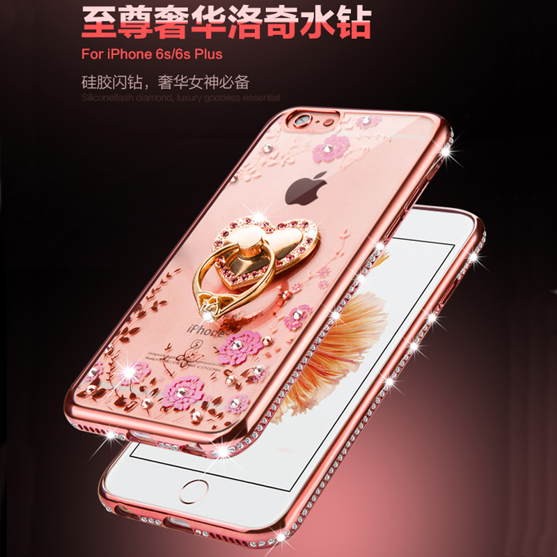 苹果6手机壳女透明软水钻iphone6splus保护套5.5硅胶新款奢华支架产品展示图4