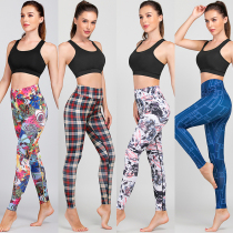 Printed yoga pants sports pants womens running fitness high waist hip thin tight breathable quick-drying leggings autumn