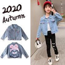 Girl Denim Jacket Autumn Clothing 2020 New Fall Child Clothing Online Red Girl Blouse Spring Autumn Ocean Childrens Jacket
