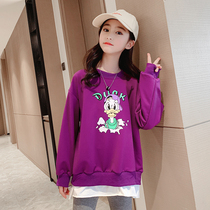 Girls fake two-piece sweatshirt 2021 new spring and autumn Chinese CUHK child Han version girl foreign air blouses trendy spring clothing