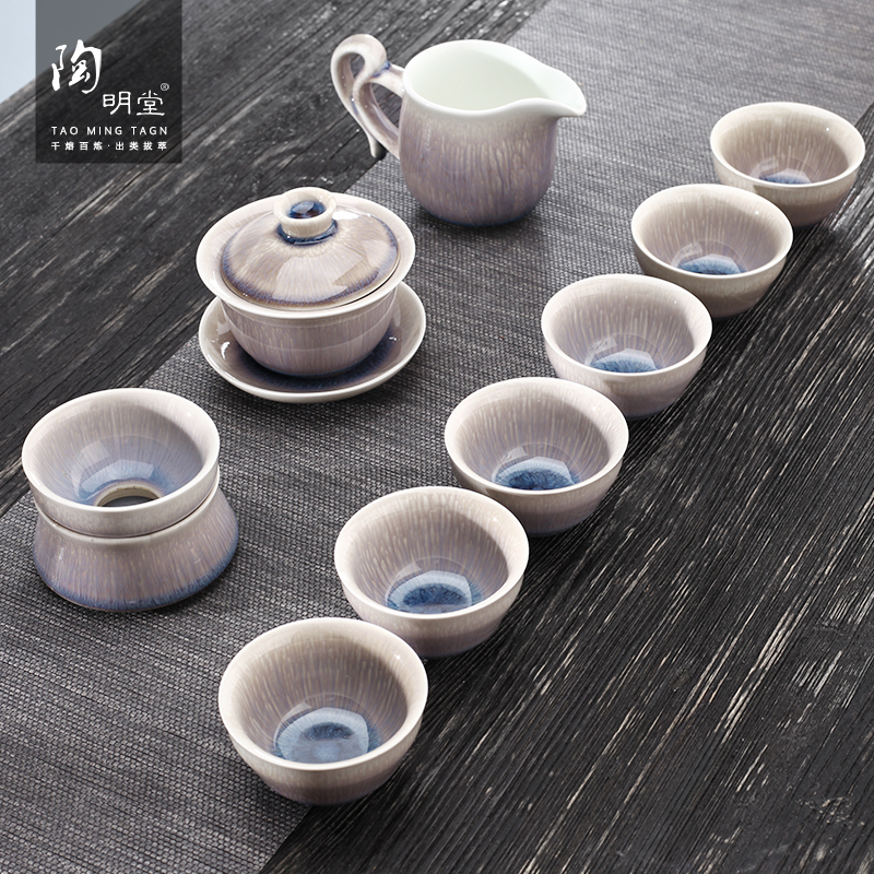 TaoMingTang masterpieces with silver kung fu tea set the home drawing masterpieces tea teapot teacup