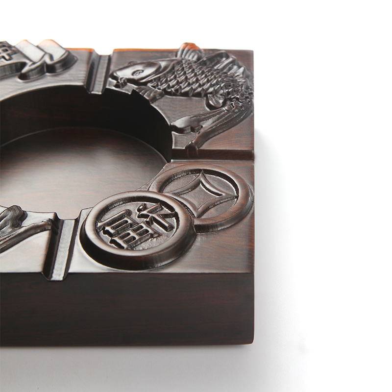 TaoMingTang hand - carved ebony ashtray retro ideas real wood, large - sized ashtray tea accessories