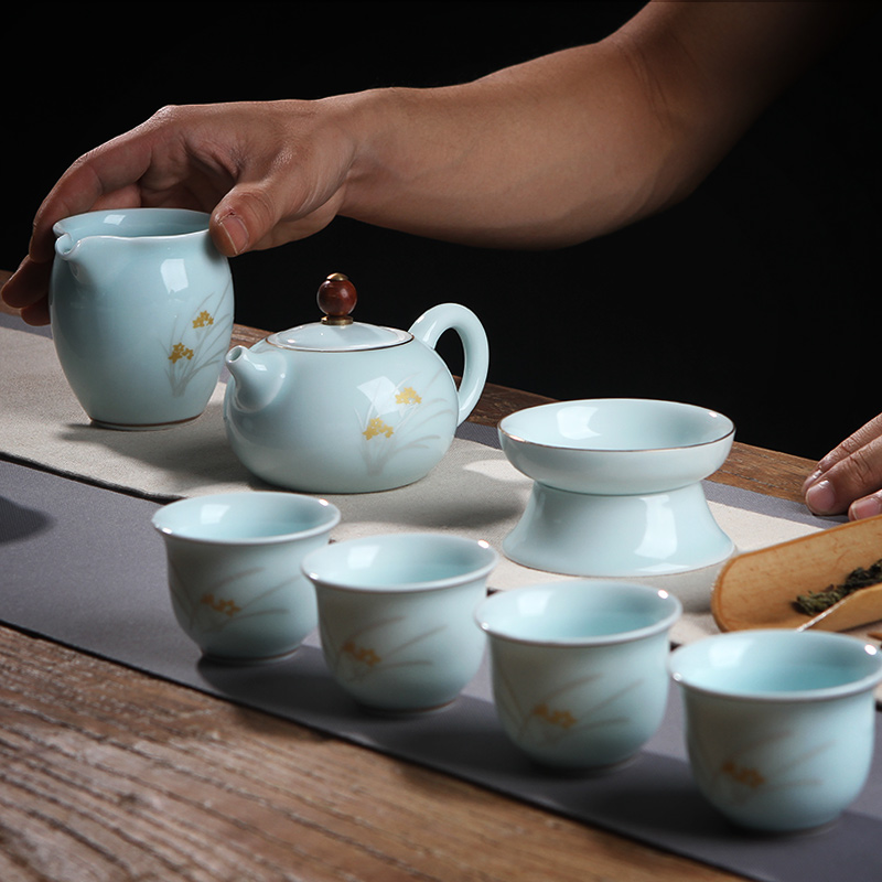 TaoMingTang tea sets ceramic cups kung fu tea set creative paint hand - made teapot tea of a complete set of the home