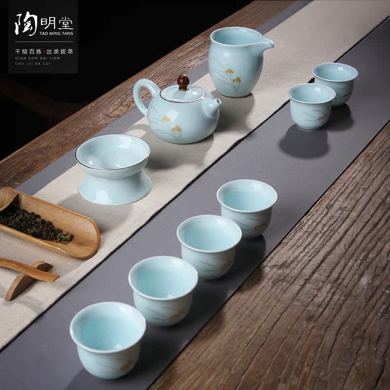 TaoMingTang tea sets ceramic cups kung fu tea set creative paint hand - made teapot tea of a complete set of the home