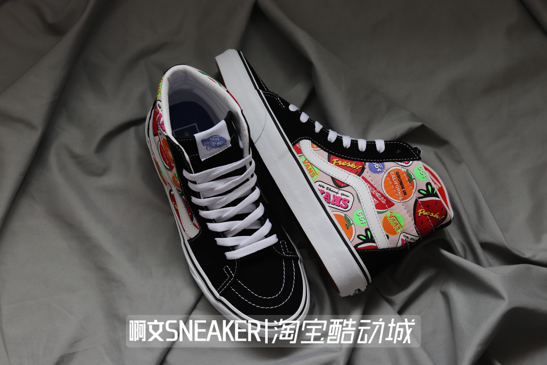啊文vans水果印花sk8hi高帮男女情侣休闲帆布鞋板鞋vn0a32qg4uc