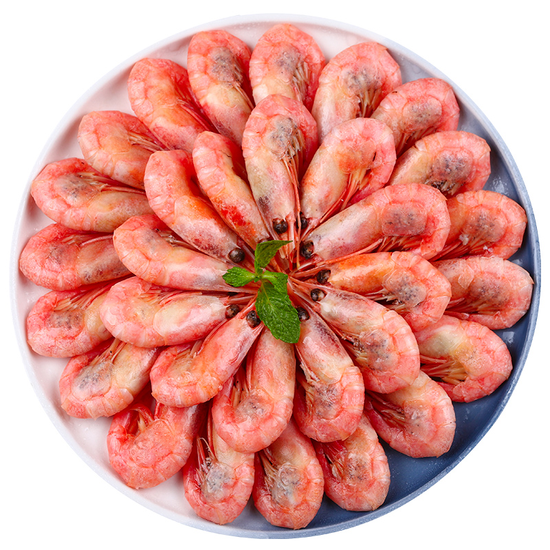 北极甜虾腹籽北极虾带籽熟冻冰虾