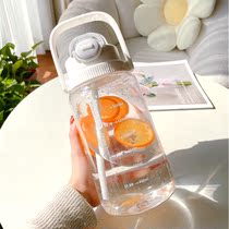 Large-capacity water glass high temperature resistant with straw high face value drinking water male and female students outdoor portable water bottle pot cup