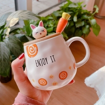 Ceramic Cup Creative Water Cup Submark Cup With Cover Spoon Female Cute Children with Office Milk Coffee Cup Home