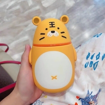 Double glazed cup female high face value cute cartoon small water glass with lid anti-burn home water glass child portable cup