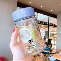 Double glazed cup female minimalist creative portable Mini less schoolgirl little fresher cute and small with hand water mug